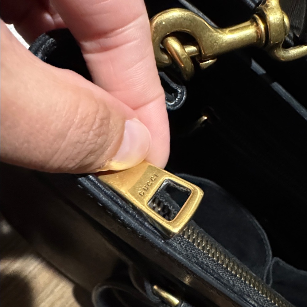 Gucci Horsebit Black Leather Top Handle Bag | Gold Hardware Crossbody - Picture 6 of 14